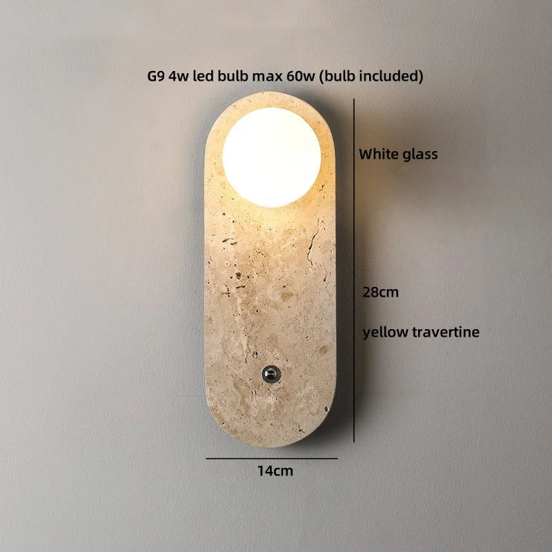 Brio - Wandleuchte aus natürlichem Travertin mit nach oben