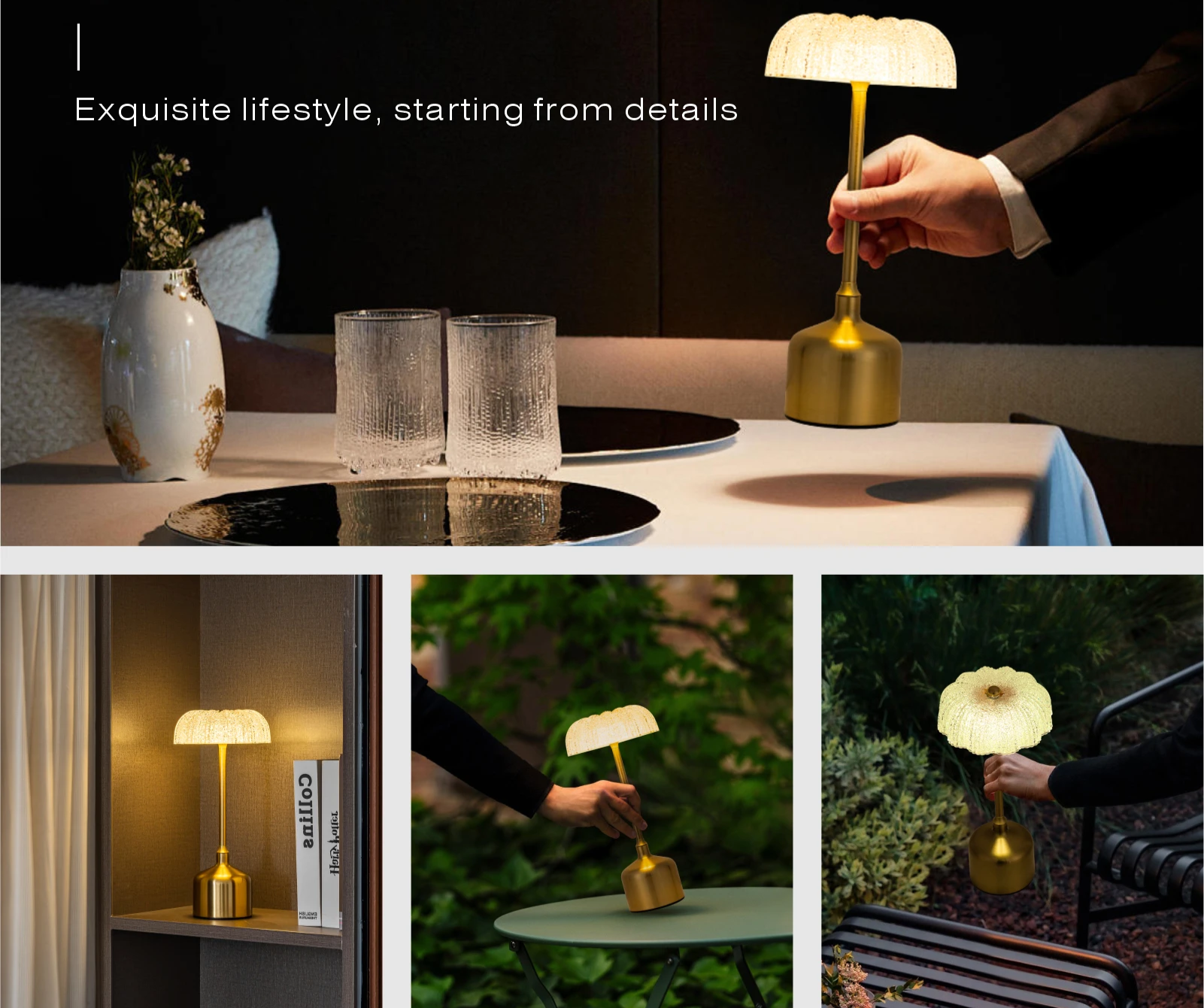 Lino - Kabellose Retro-LED-Tischleuchte mit 3000-mAh-Akku