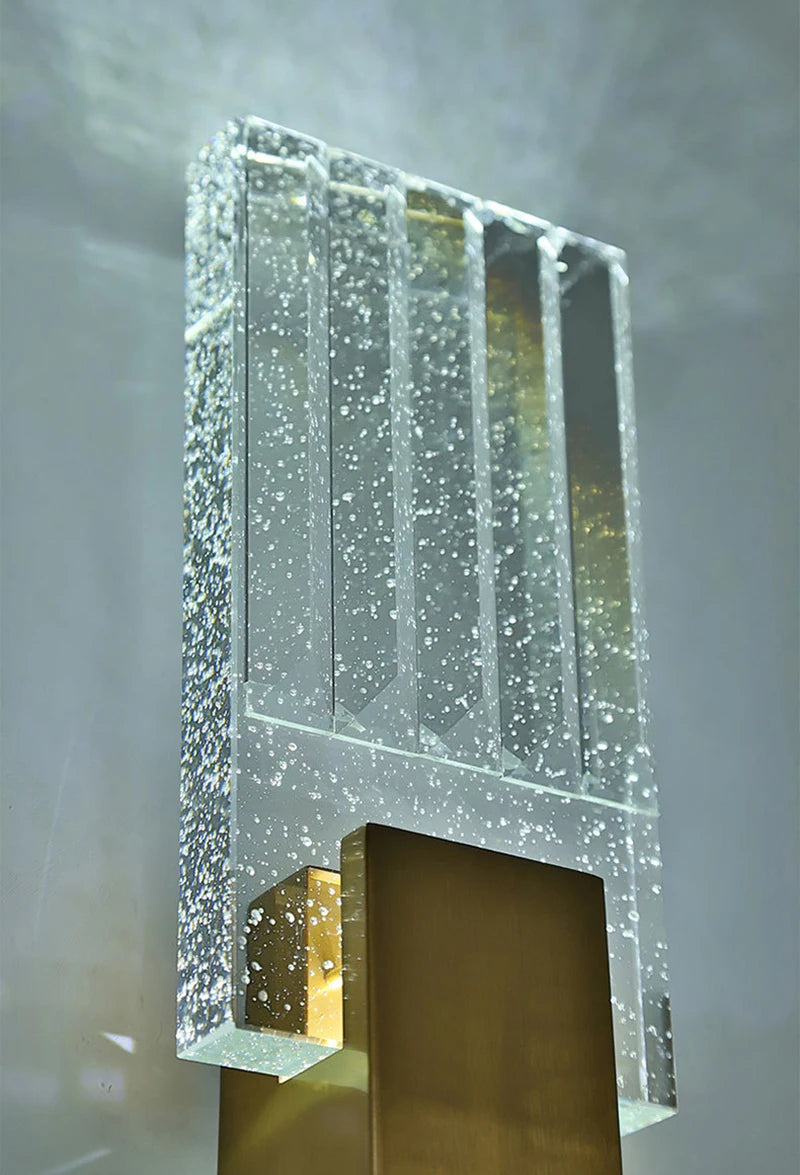 Wallix - Goldene LED-Wandleuchte mit Kristallblasen