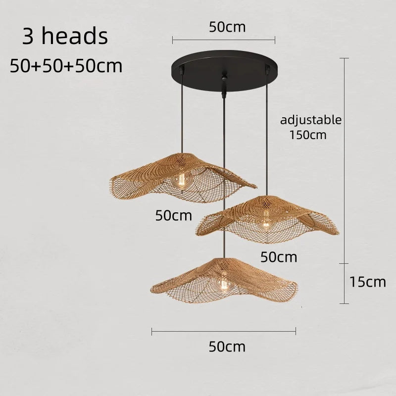 Handgewebte - Rotan-Pendelleuchte, beige