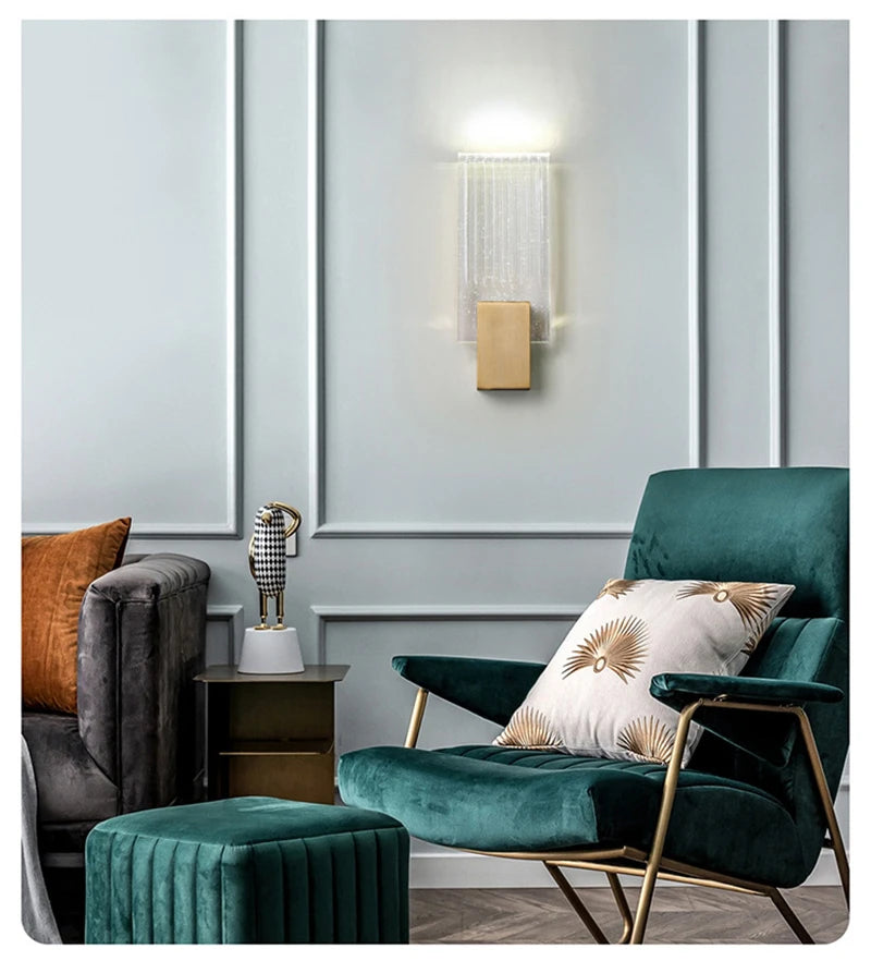 Wallix - Goldene LED-Wandleuchte mit Kristallblasen