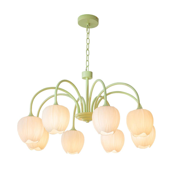 Tulpenförmiger - Matcha-Kronleuchter aus Glas und Metall