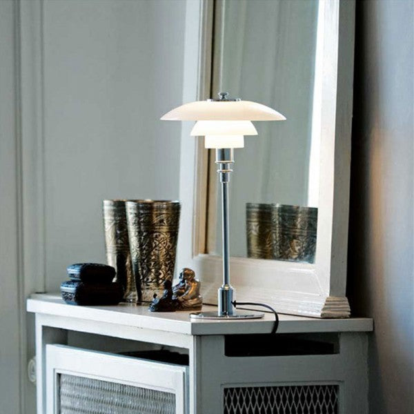 Mesalux - Design Tischlampe Metall & Opalglas