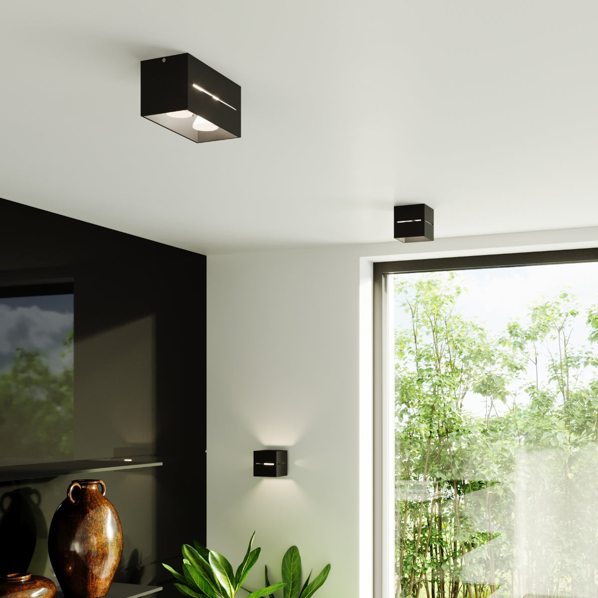 Lobo - Deckenleuchte Lobo Schwarz aus Aluminium 10×10 cm