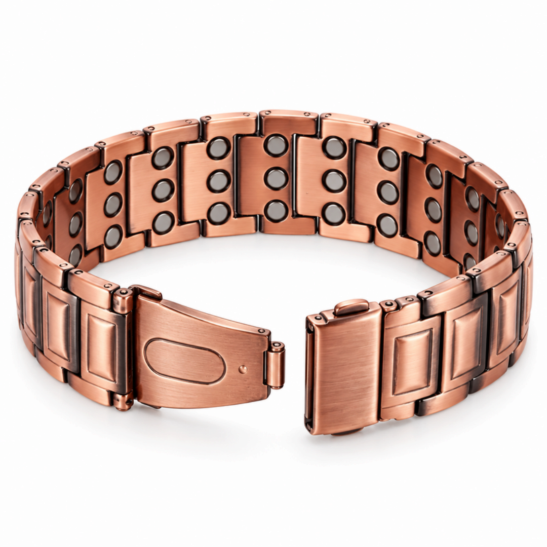 CopperLink - Kupferarmband mit Magnetverschluss und geometrischem Muster