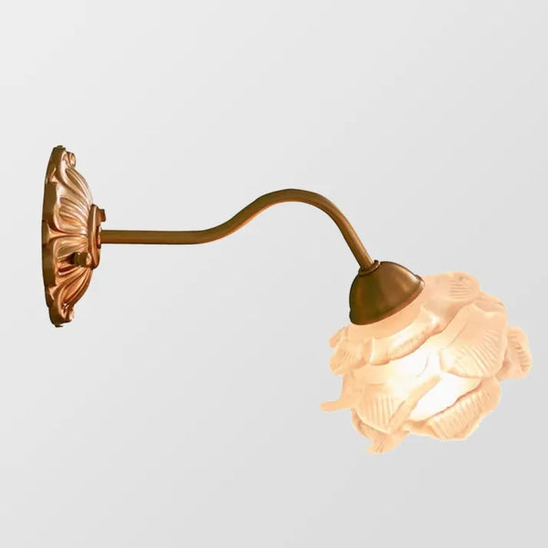 Wallix - Vintage-Wandleuchte aus Kupfer mit Glasblüte
