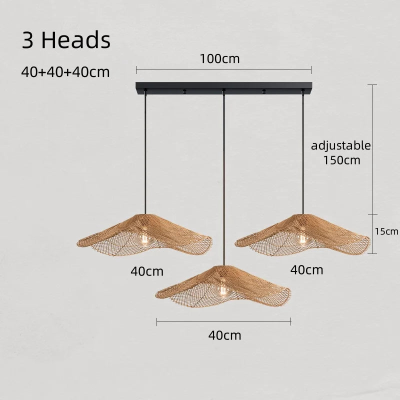 Handgewebte - Rotan-Pendelleuchte, beige