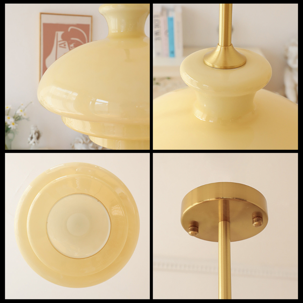 Celira - Bauhaus Pendelleuchte Glas Cremegelb