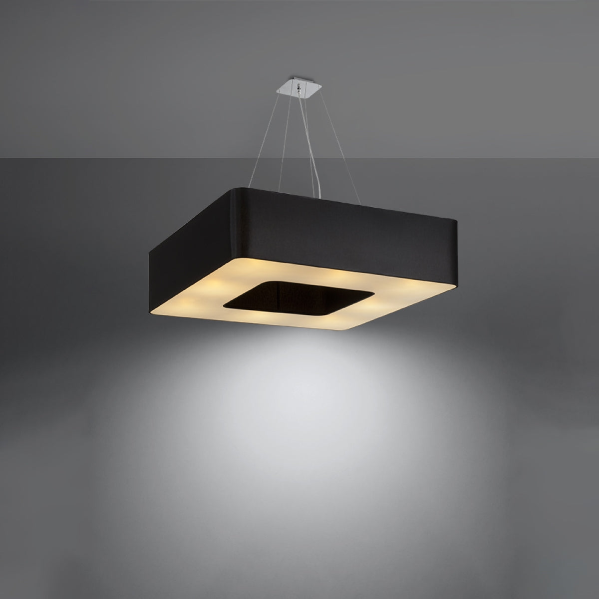 Quadratischer - Kronleuchter, schwarz, 80 × 80 cm