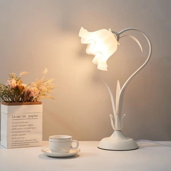Quelix - Vintage-Tischleuchte mit Blumenmuster, verstellbar