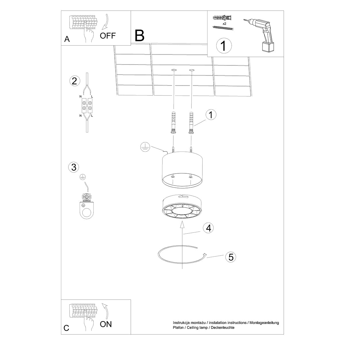 Lumio - LED-Deckenleuchte, weiß, 10 W, 4000 K, 1199 lm