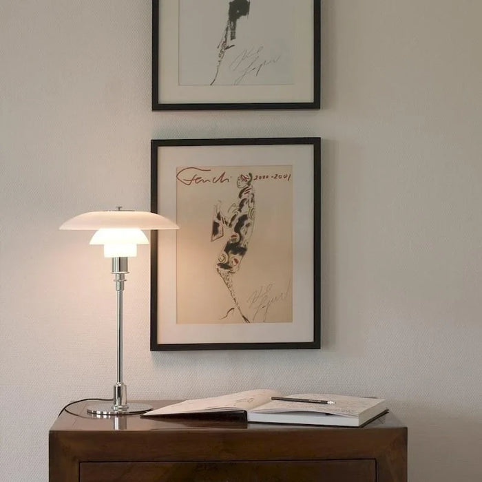 Mesalux - Design Tischlampe Metall & Opalglas