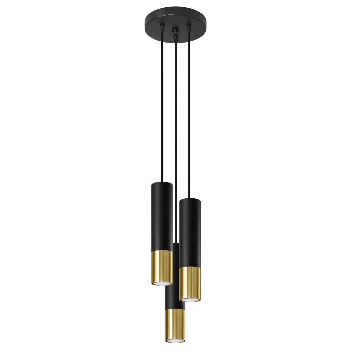 Zenita - Dreiflammige Pendelleuchte, schwarz/gold, aus Stahl