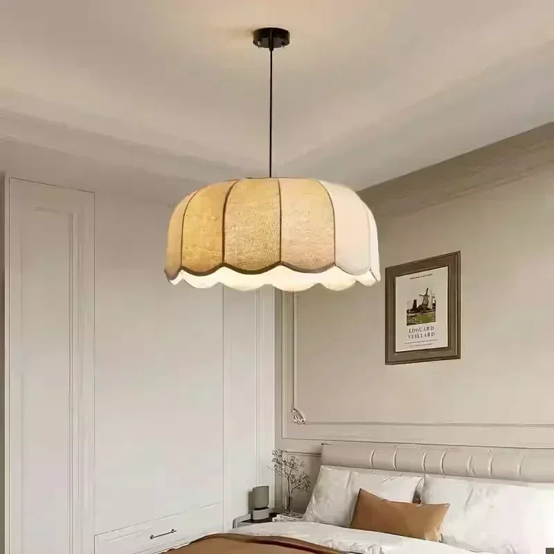 Wabi - Sabi Leinen-LED-Pendelleuchte mit E27-Fassung
