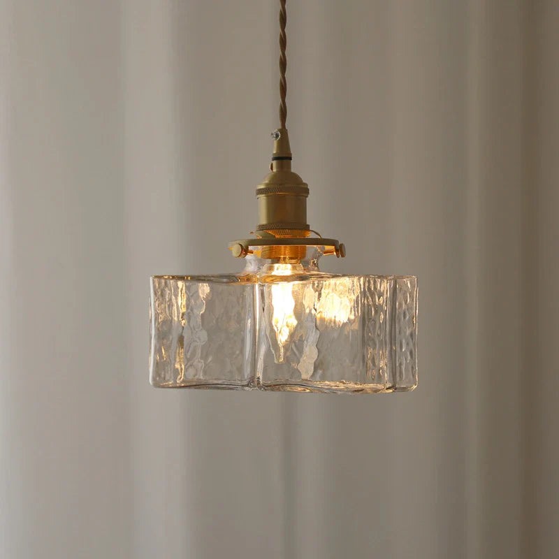 Fatima - Retro-Glaspendelleuchte mit Goldkabel