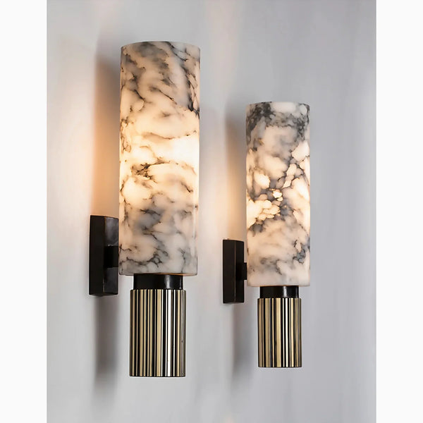 Luxuriöse - Marmor-Wandleuchte, Kupfer & Marmor