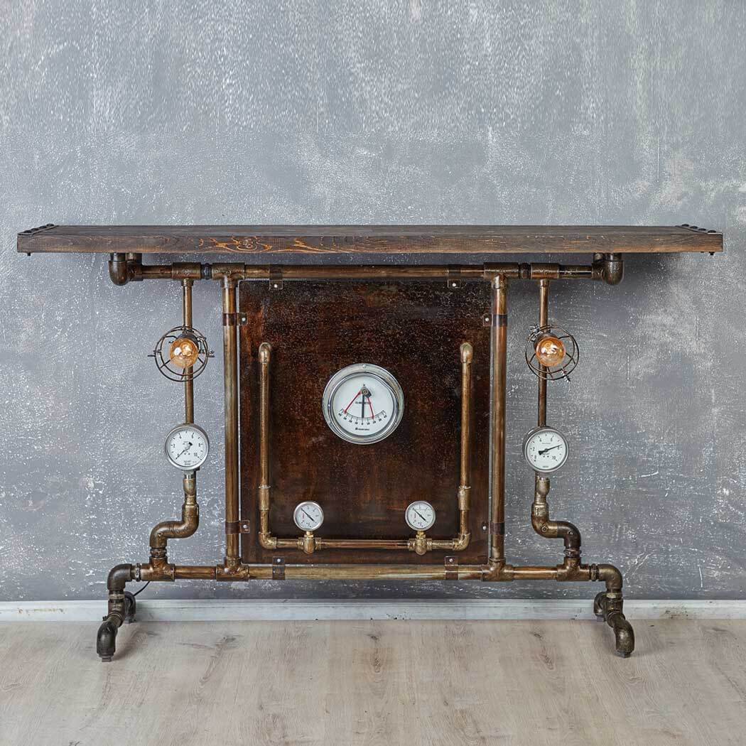 Desko - Steampunk-Tischleuchte Goldene Schweine aus