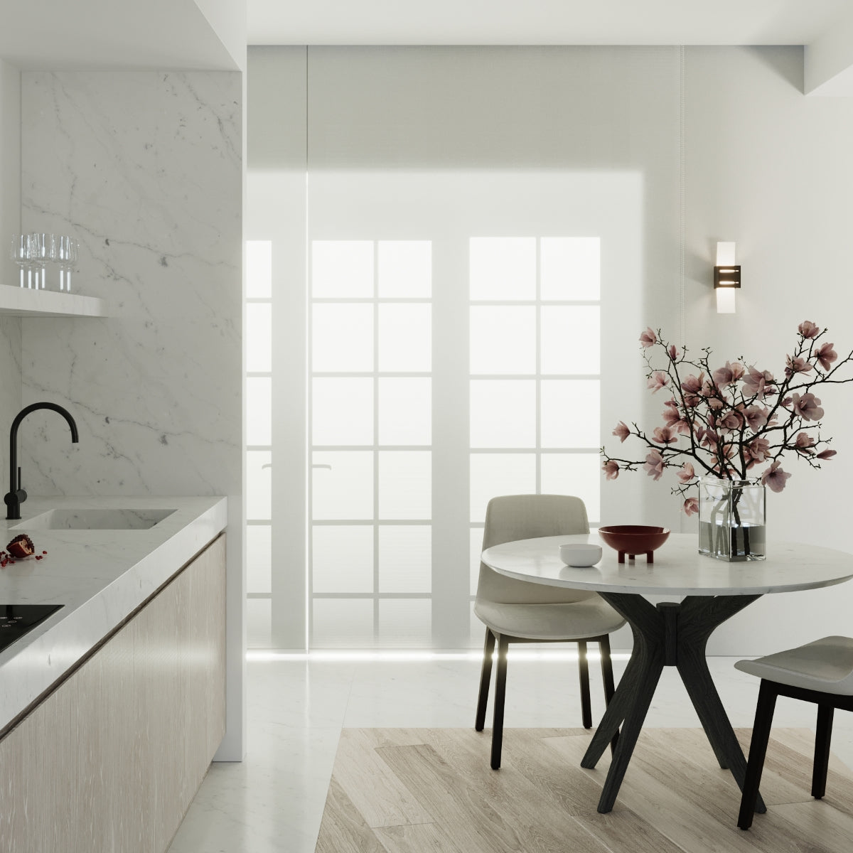 LORETO - Wandleuchte, schwarzes Aluminium/Glas