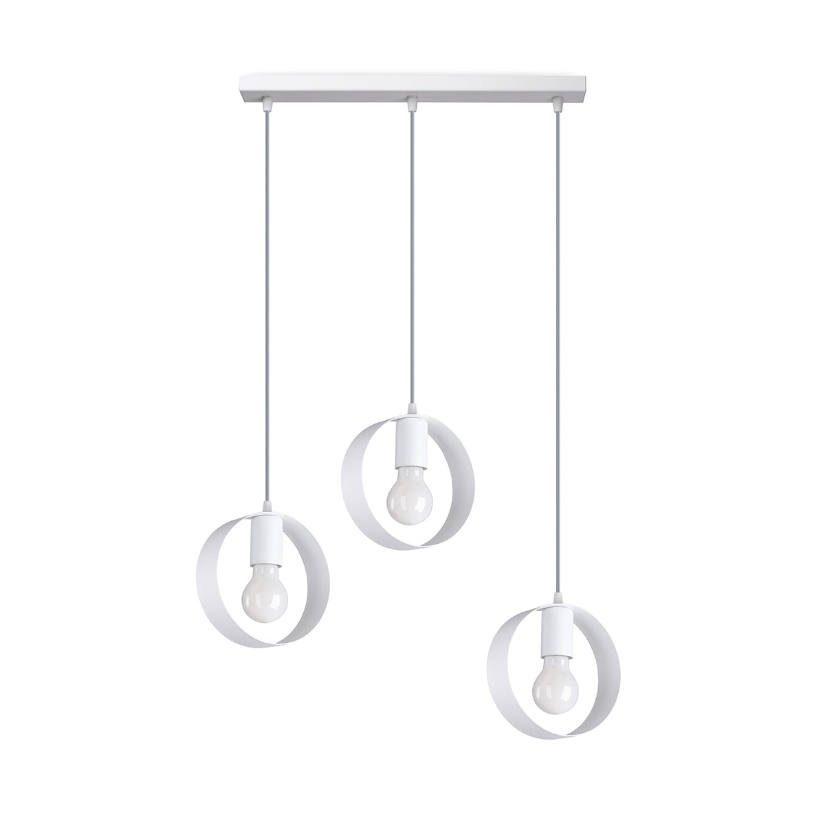 Plafona - Dreiflammige Pendelleuchte, weiß mit Ringdesign