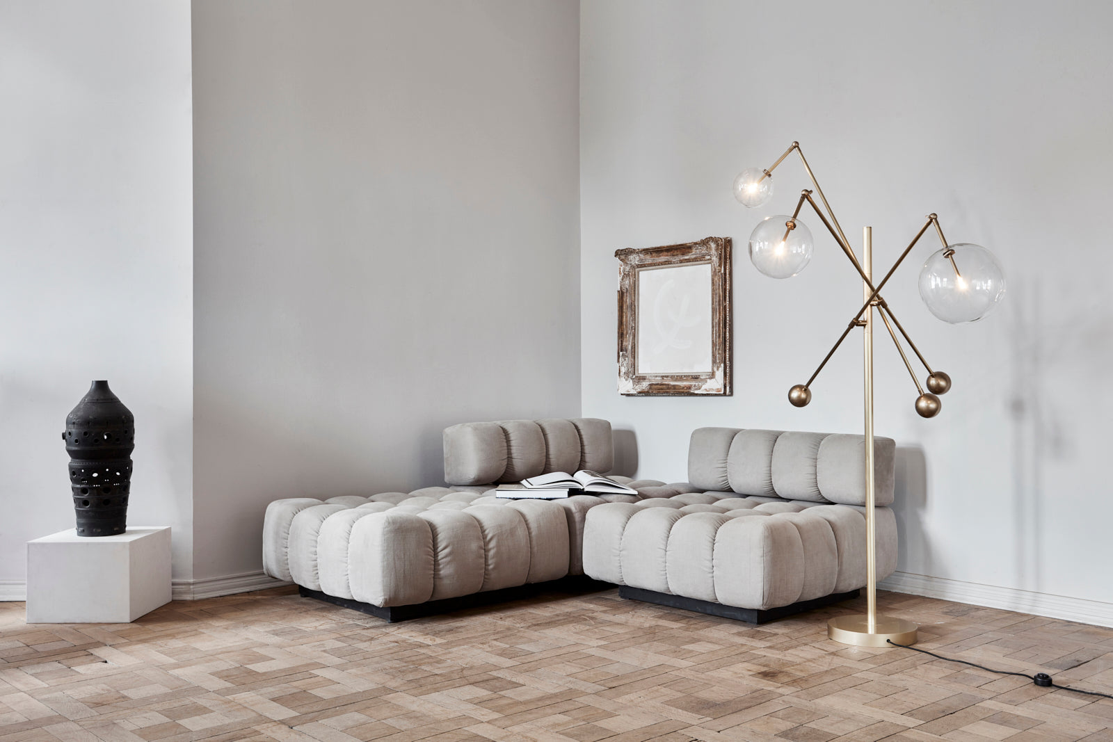 Stela - Designer-Kronleuchter, 3-armig, Metall/Glas