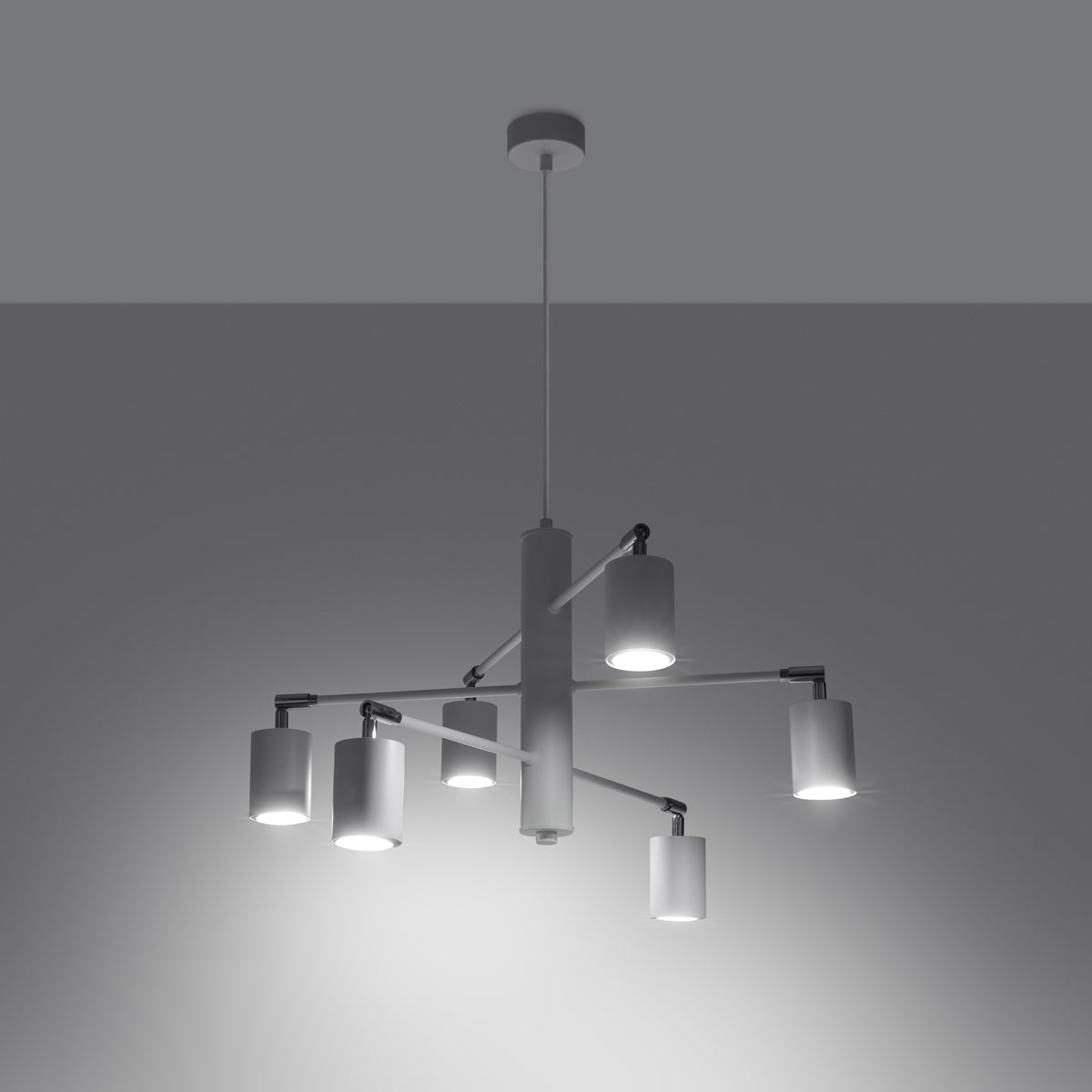 Halona - Weißer minimalistischer Kronleuchter, 6-flammig,