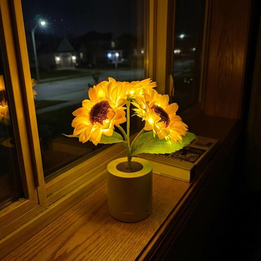 Sunbluma – Tischlampe mit 3D-Sonnenblumendesign und LED-Licht