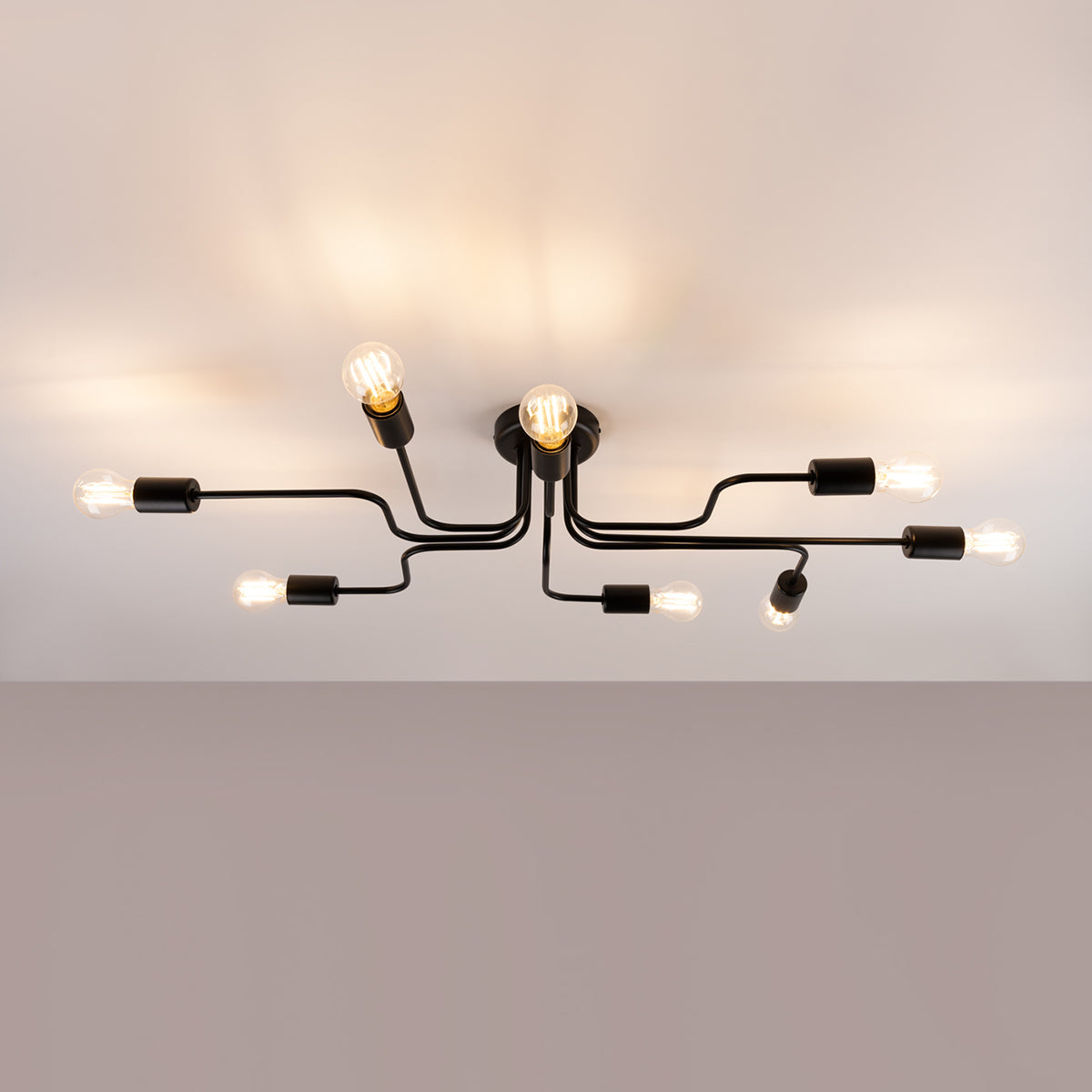 Zenita - Schwarzer Loft-Kronleuchter, 8-flammig, E27-Fassung