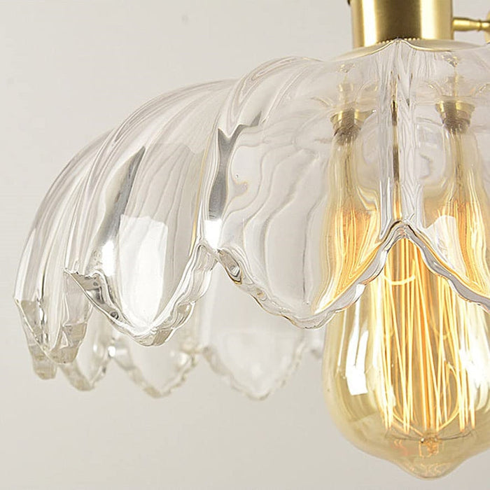 Aurela - Vintage-Pendelleuchte in Glasblume mit Blaseneffekt