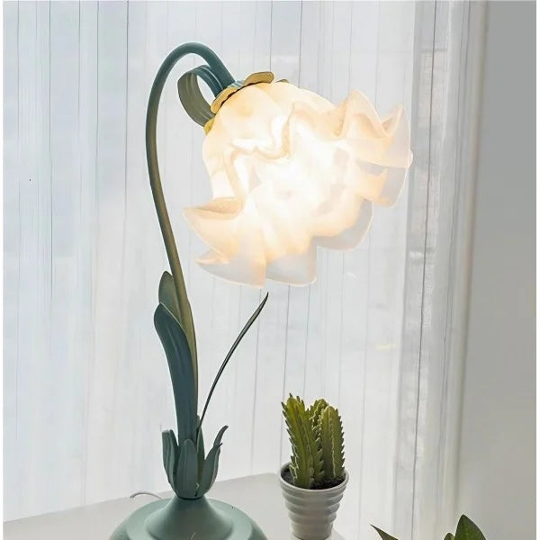 Quelix - Vintage-Tischleuchte mit Blumenmuster, verstellbar