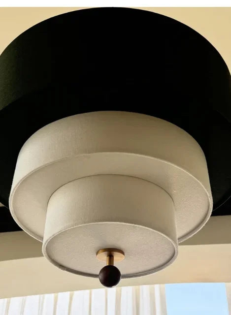 Polara - Boho-Hängeleuchte aus Stoff in Grün/Beige mit Holz-