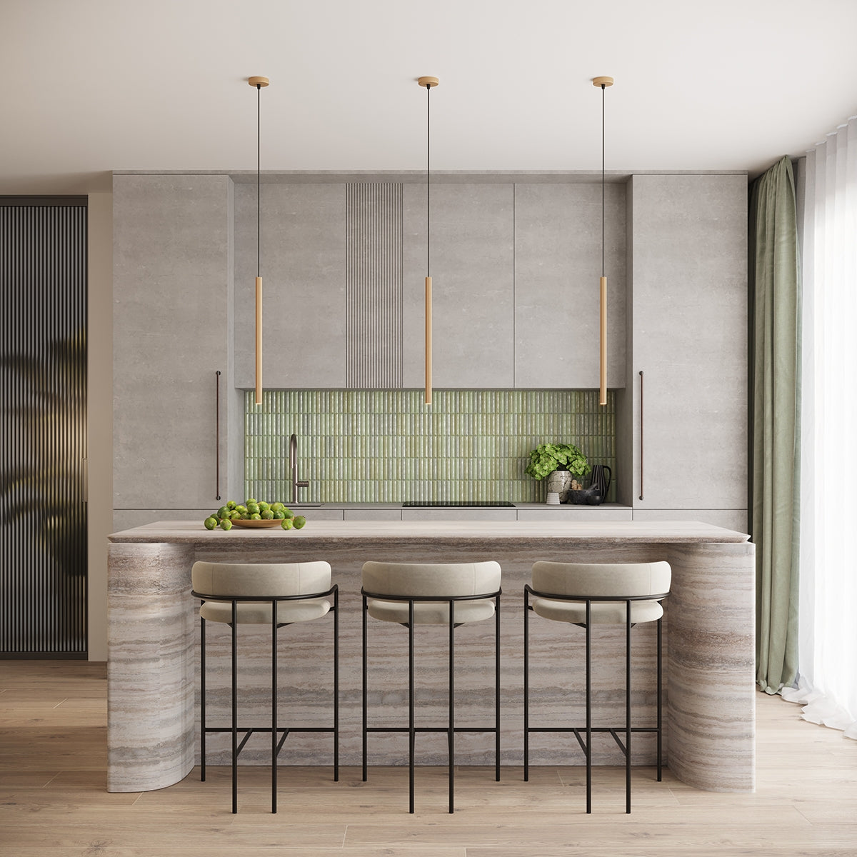 ARCHE - 3P Gold-Pendelleuchte