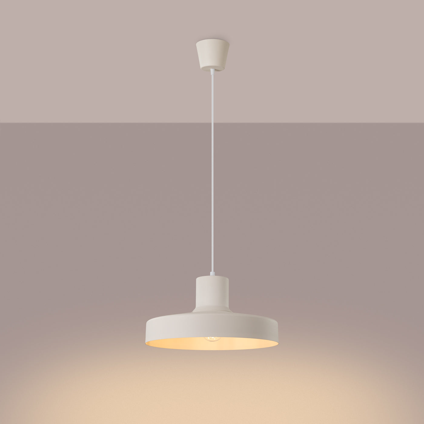 Celira - Beige Retro-Pendelleuchte mit rundem Schirm