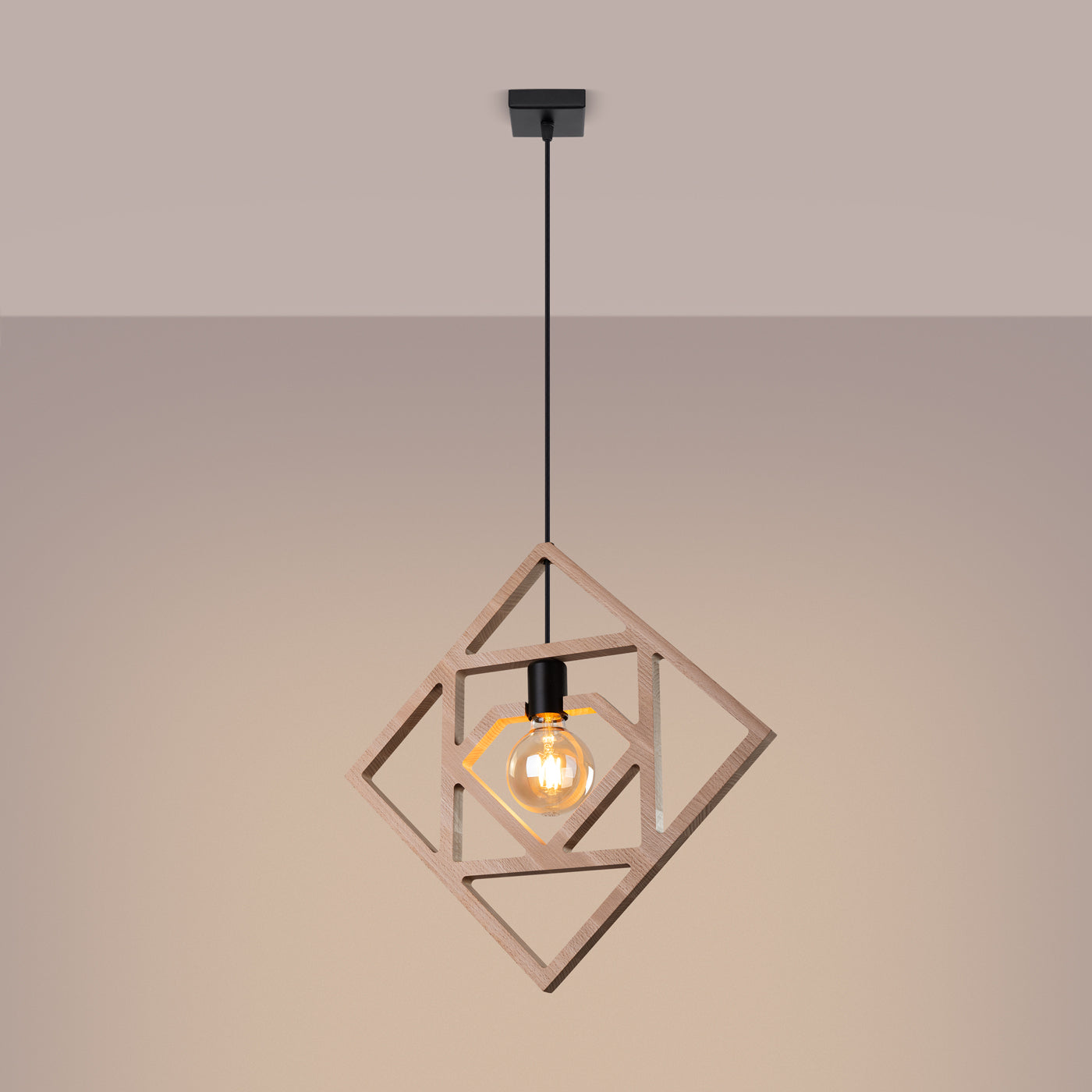 Claria - Pendelleuchte aus Naturholz im geometrischen Design