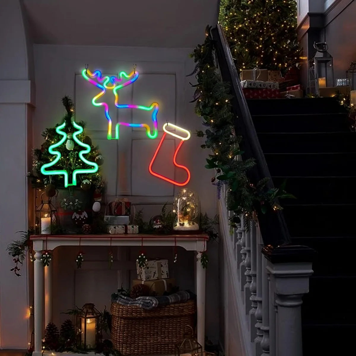 Rentier-Strumpfbaum - LED-Neon-Weihnachtsdekoration