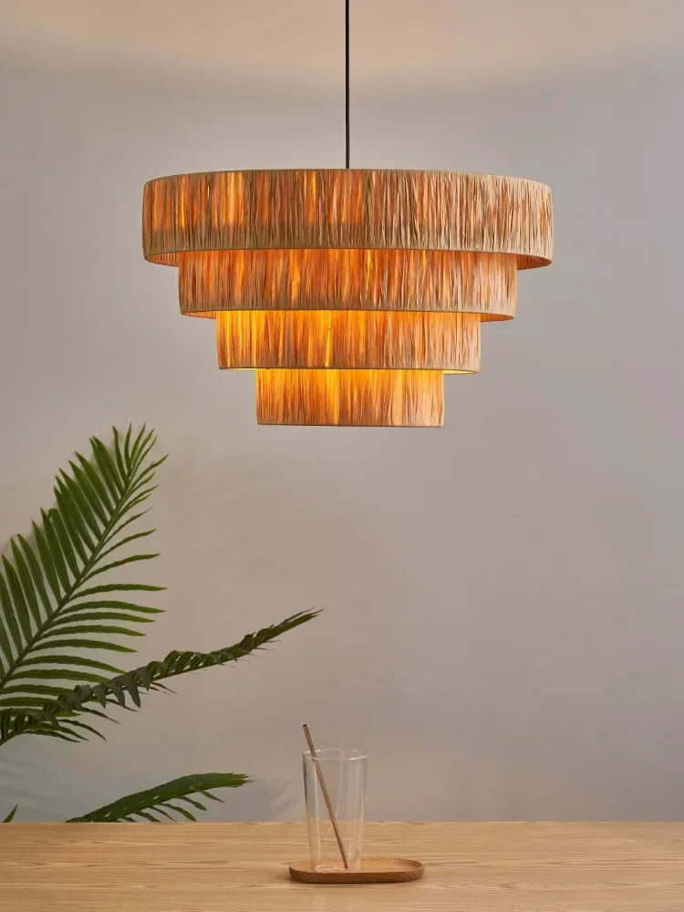 Stella - Rattan-Pendelleuchte E27 im japanischen