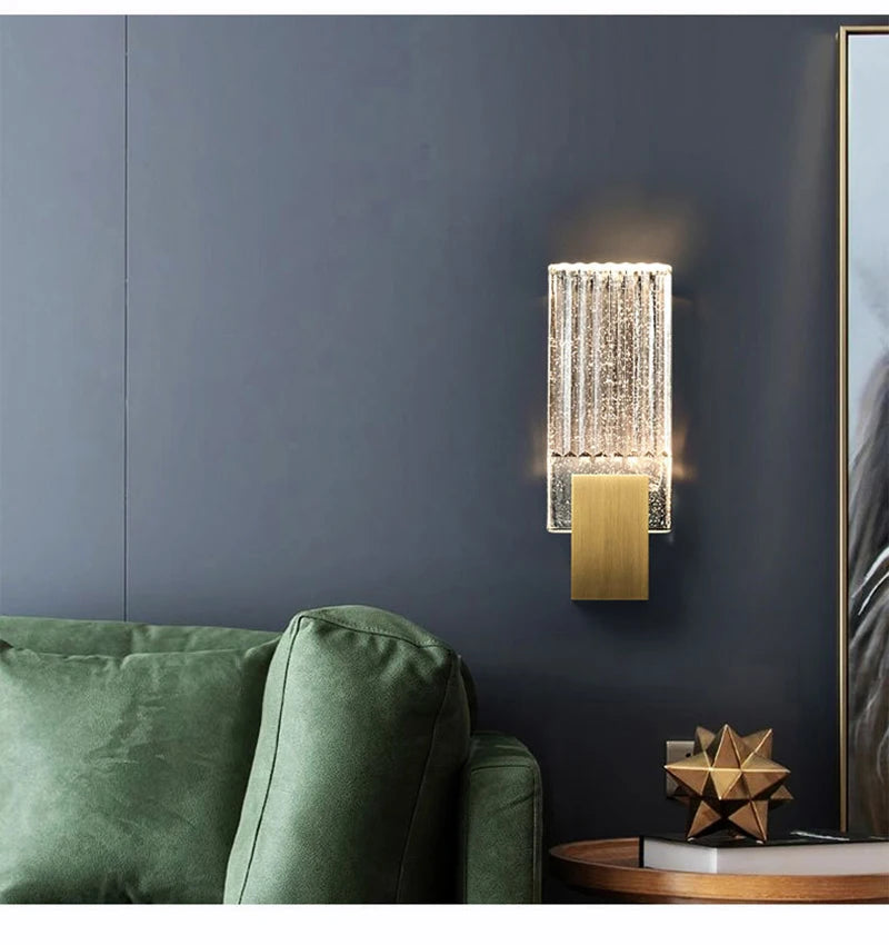 Wallix - Goldene LED-Wandleuchte mit Kristallblasen