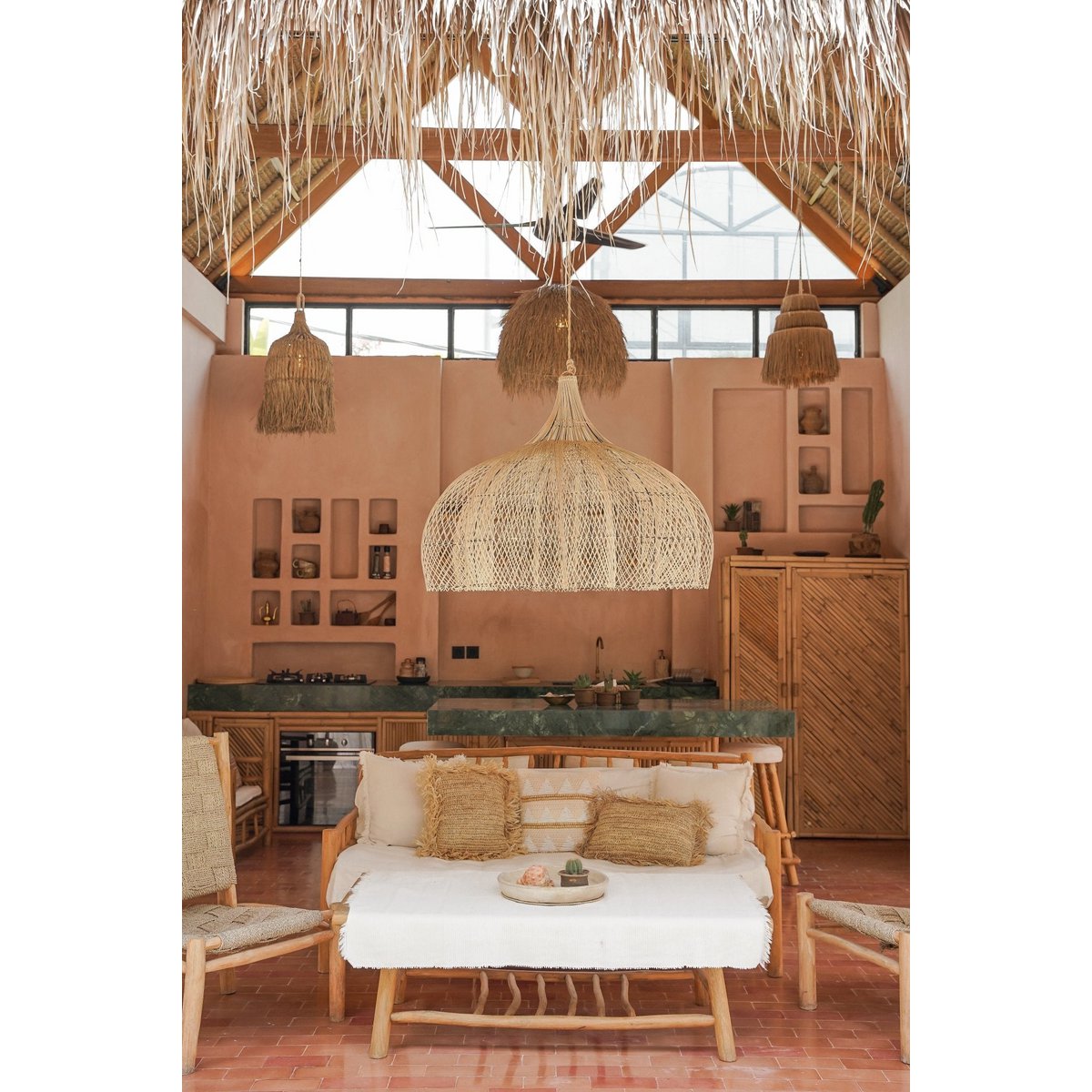 Hippie - Monkey - Bunga Rattan-Hängeleuchte 100 cm
