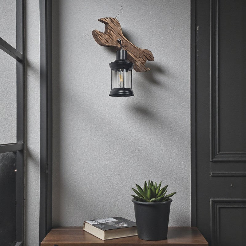 Vintage Laternen Wandleuchte mit schraubenschlüsselförmiger Basis für Wohnbeleuchtung