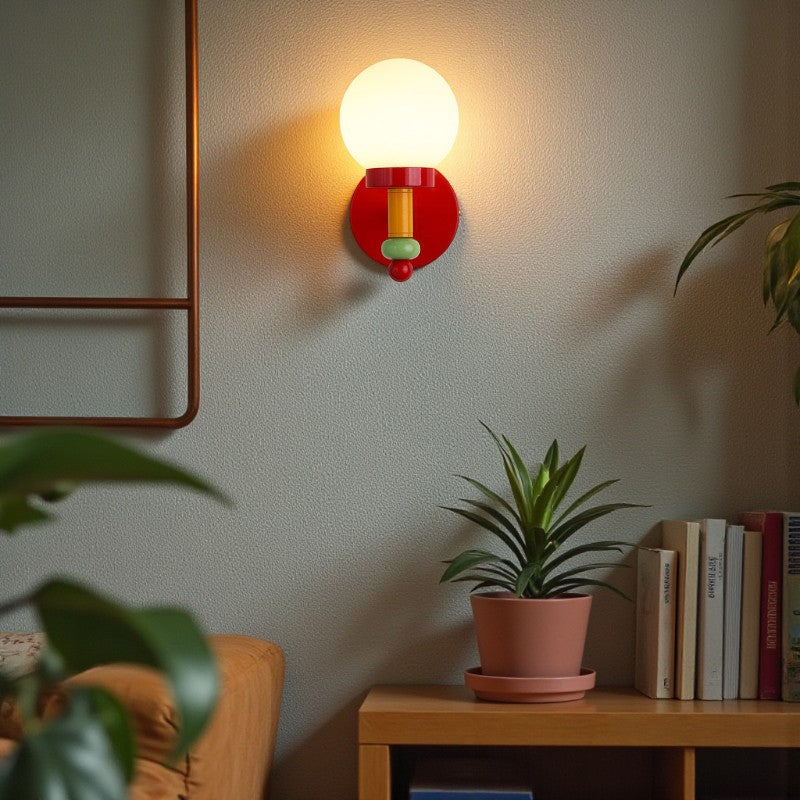 Vintage Memphis Runde Glas Wandleuchte für elegante Ambiente Wandbeleuchtung