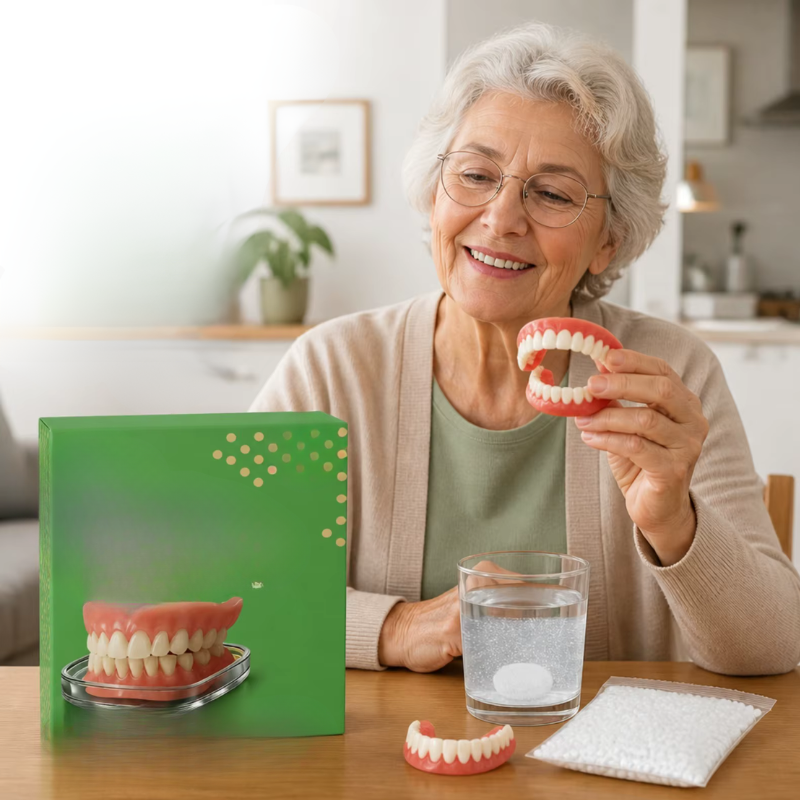 DentaSnap – Herausnehmbares Zahnprothesen-Set mit thermisch anpassbarem material