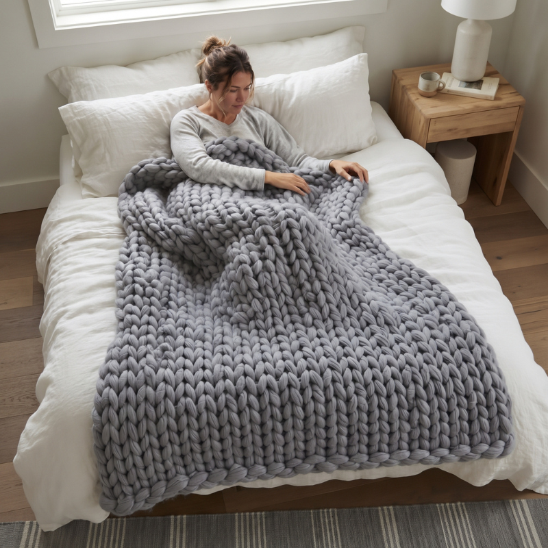 CozyLoop – Decken-Strickset mit Acrylgarn