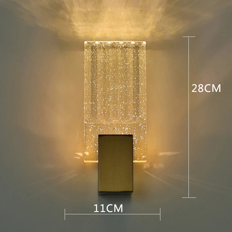 Wallix - Goldene LED-Wandleuchte mit Kristallblasen