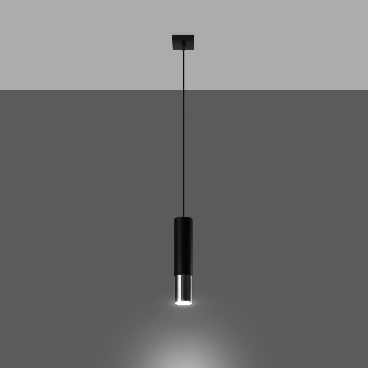 Polara - Pendelleuchte mit einer Glühbirne, schwarz/chrom,