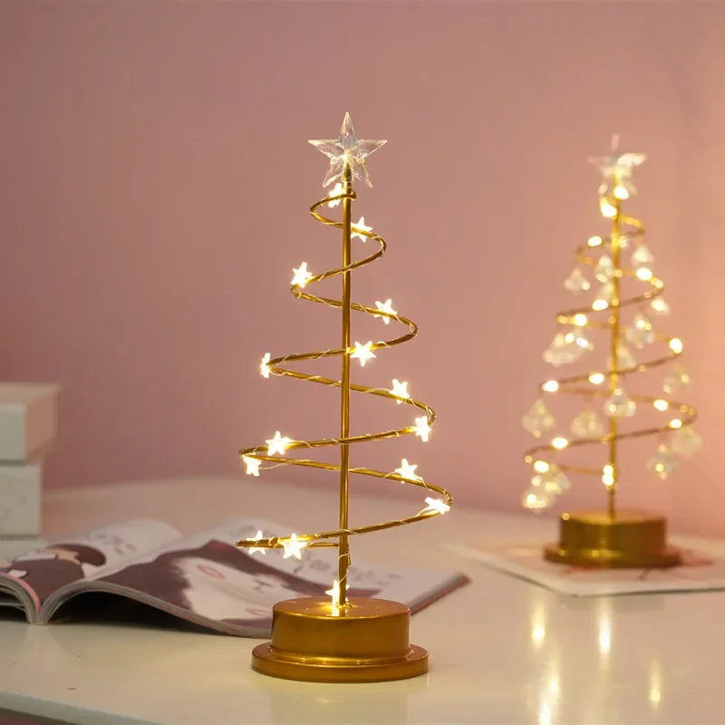Quelix - LED-Weihnachtsbaum-Tischleuchte mit Kristallmotiv