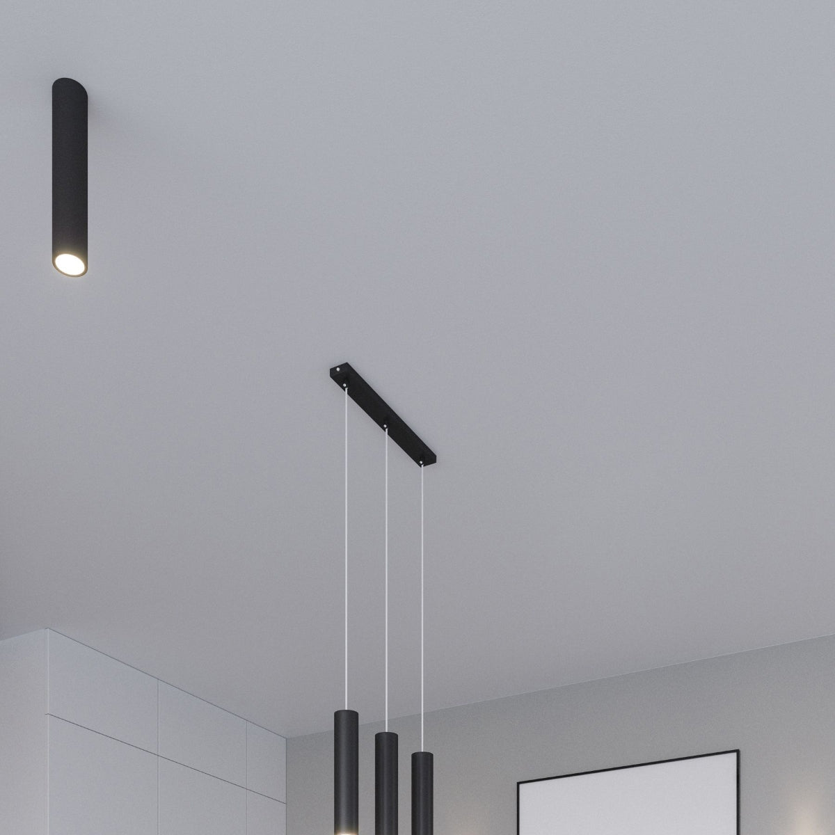 LAGOS - 3L Schwarze Pendelleuchte, 3-flammig, GU10