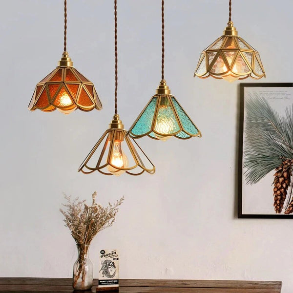 Plafona - Klassische Bleiglas-Pendelleuchte im Vintage-Look