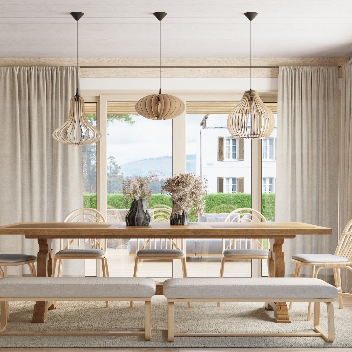 Aurela - Pendelleuchte aus Holz, Naturfinish