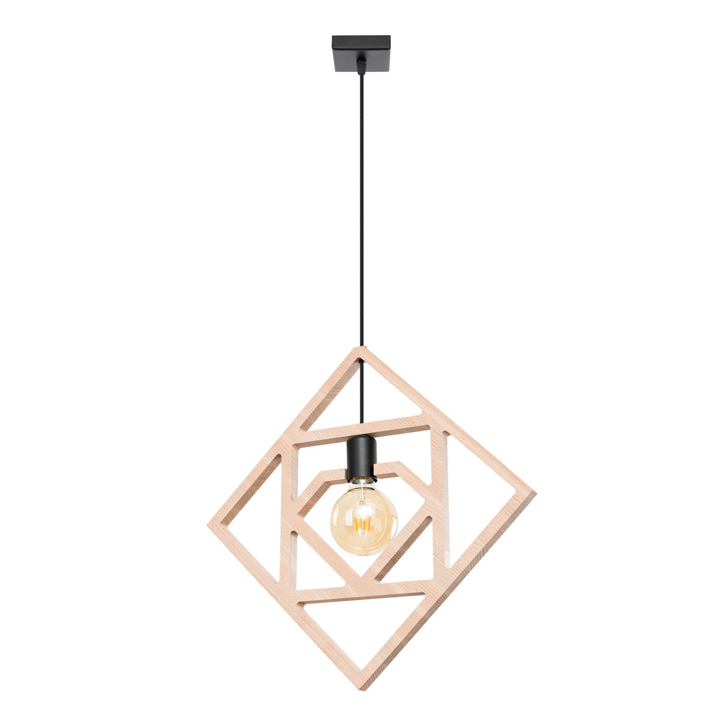 Claria - Pendelleuchte aus Naturholz im geometrischen Design