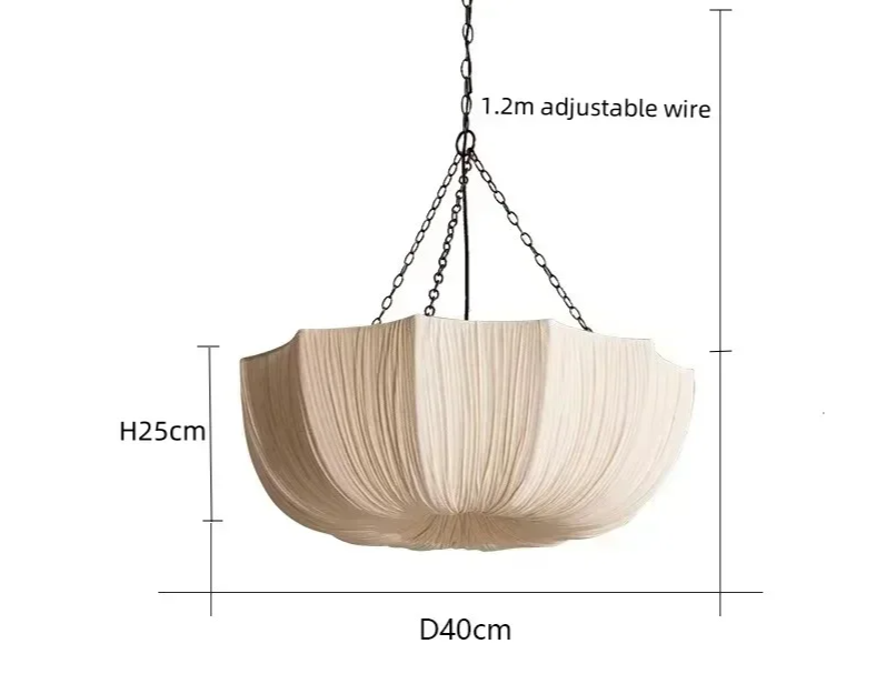 Lucero - Wabi-Sabi Stoff-Pendelleuchte in Beige mit 3 LEDs