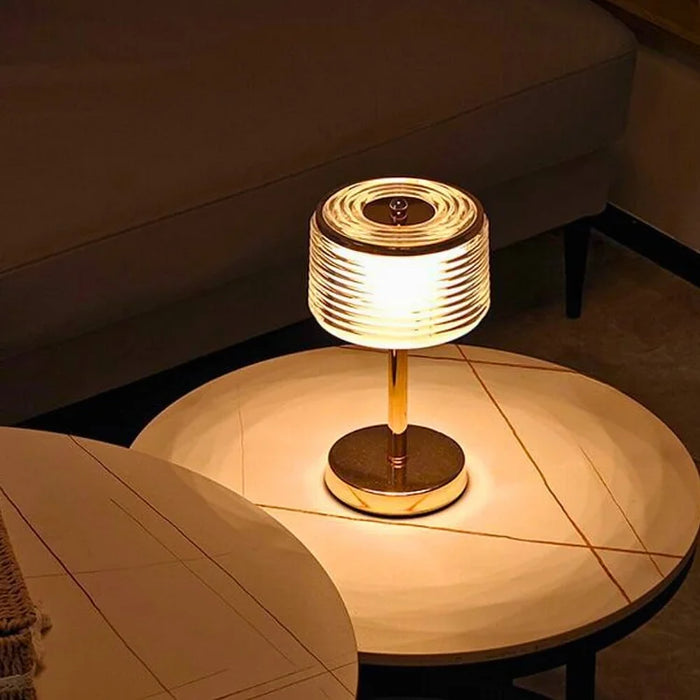 Lino - Goldene LED-Ring-Tischleuchte mit 3 Lichtfarben